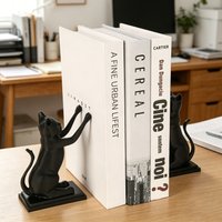 Cross-Border Creative Black Cat Shaped Bookends For Study Desk Book Storage & Decor Scenario