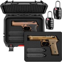 CVLIFE Pistol Case Lockable, Waterproof Hard Shell Handgun Case for Air Travel with Dual-layer Foams, 13.07x10.07x4.72 Inch