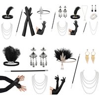 1set Cosplay Flapper Halloween Charleston Costume 1920s Gatsby Accessories Black Headpiece Great Gatsby Feather Headband