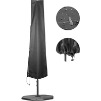 Black 210D Waterproof Umbrella Patio Market Parasol Covers with Zipper Universal Fit for 6 Sizes Outdoor Umbrella Covers