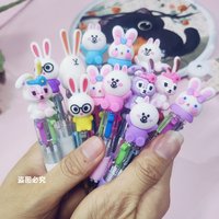 10Pcs/Lot Cute Cartoon Bunny Mini 4 Color Ballpoint Pen Kawaii Rabbit MultiColor Pens School Office Supplies Stationery Gifts