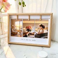 Wooden Photo Frame with 3 Clips, DIY Handwriting Picture Frame for 4/5 Inch Photos, Home Decor & Personalized Commemorative Gift