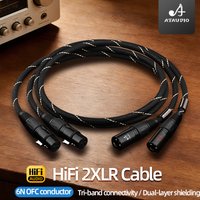ATAUDIO One Pair HiFi XLR Audio Cable 6N OFC Double Shielding 2XLR to 2XLR Male to Female for Microphone Amplifier Speaker