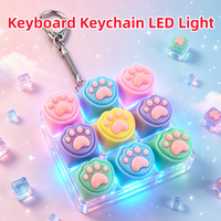 LED 9 keys Mechanical Cat's Paw Keyboard Keychain Finger Button Anti Stress Keycap for Office Home Decompression Clicker Gadget