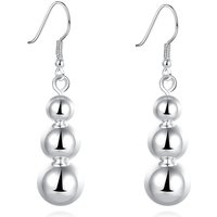 New 925 Sterling Silver Charm Fine 45MM Smooth Beads Earrings For Women Fashion Wedding Gift Jewelry Wholesale
