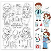 1pc Clear Stamp Doctor Words Silicone Stamp Cards Nurse Rubber Stamps Transparent Stamps for Graduation Card Making