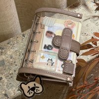 Japanese Beige Gray M5 Loose Leaf Notebook Transparent Removable Pages Portable Diary Planner for Students Daily Note Taking