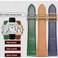 19mm 21mm Leather Watchband for Cartier Santos Quick Release New Watch Strap WSSA0009 WSSA0010 W20106X8 Large Medium Strap Men