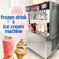 Hot Sell Vertical Soft Ice Cream Machine 7-Flavor Maquina De Helados Acai Bowl Soft Sundae Slush Ice Cream Combo Machine