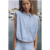 Summer Vacation Style Shoulder Padded Wide Leg Pants Two Piece Set High Waist No Sleeve T-Shirt Flip Collar Workwear Polyeste...