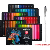 KALOUR Ensemble de 180 crayons de couleur aquarellables de luxe en boîte métallique pour dessin artistique et coloriage, mines de couleur spéciales