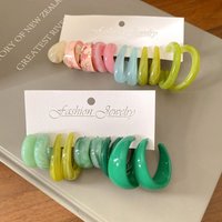 Acrylic Smudge C-shaped Water Drop Round Earrings for Women Sweet Fashion Simple Stud Earrings Luxury Designer Jewelry Sets