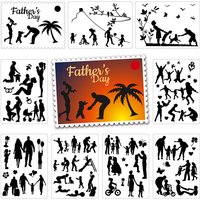 9 Pieces Family Stencils for Painting Reusable Parents Couple Layering Stencil DIY Scrapbook Coloring Decorative Templates