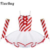 Robe Tutu de danse de noël pour filles, canne à sucre, sans manches, Costume de vacances de noël, douceur, patinage artistique, justaucorps virevoltant