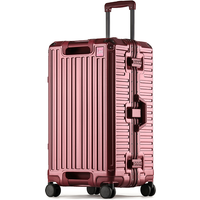 Large Size Aluminum Frame Travel Suitcase with Cup Holder Multifunctional Carry-On Luggage Durable Rotating Wheel Trolley Case