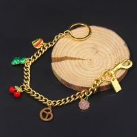 Cute Fashion Strawberry Love Keychain Flower Cherries Cookies Bag Charms For Women Bag Pandent Accessories Jewelry Gifts