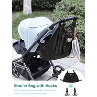 Large Capacity Baby Stroller Organizer with Cute Bear Pattern, Universal Hanging Caddy for Shopping Cart