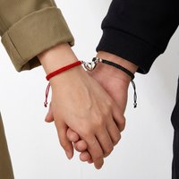 2 Pcs Lucky Red Braided Rope Bracelet for Women Men Romantic Heart Magnetic Matching Bracelets Lovers Valentine's Day Jewelry
