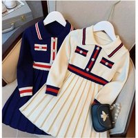 Girls Knitted Dresses Autumn Winter New Sweater Dress Children Academic Style Warm Princess Dress Korean Kids Clothing 2-6Yrs