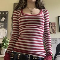 Red Striped Slim Long Sleeve T-shirt Women Spring Scoop Neck Basic Casual Tee Shirts American Vintage Preppy Style Tops Y2k New