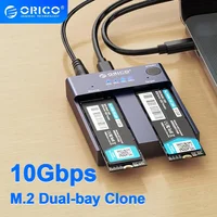 ORICO 10Gbps Dual Bay M.2 NVMe SSD Enclosure Offline Clone Aluminum M2 Hard Drive Reader USB C 3.1 Gen2 For M Key M/B Key NVME