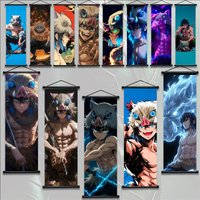 Demon Slayer Inosuke Hashibira Anime Art Fabric Wall Poster - Living Room Bedroom Gaming Room Decor Hanging Scroll