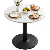 Wood Dining Table, 80cm Modern Small Round Dining Room Table for Home Apartment Kitchen Living Room, White MarblePatterned Wood