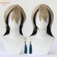 High Quality Zanka Nijiku Cosplay Wig 42cm Mixed Colors Scalp Heat Resistant Synthetic Hair Party Costume Anime Wigs + Wig Cap