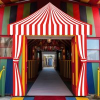 3 Pcs Carnival Party Decorations Circus Halloween Red White Banner Stand Striped Style,Party Supplies&Decorations