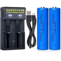 2PCS 18650 LiFePO4 battery 3.2V 1500mAh LiFePO4 Battery Charger for Solar lights Electric sprayers LED lights Vacuum cleaners