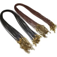 20pcs 45cm Brown Waxed Necklace Cord with Bronze Chain Lobster Clasp for DIY Bracelet Pendants Jewelry Making Beading Supply