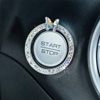 1pc Rhinestone Butterfly Car Start Button Decoration Circle Diamond One Click Start Button Engine Start Stop Switch Button Cover