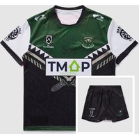 Classic Maori All Stars 2026 Replica Green Shirt and Black Gym Shorts Men's Rugby T-Shirt Set Summer Outdoor Training Exercise