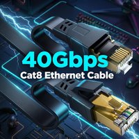 Cat8 Ethernet Cable RJ45 Flat Patch Cord 40Gbps Copper Core LAN Network Cable for Router Computer Gaming
