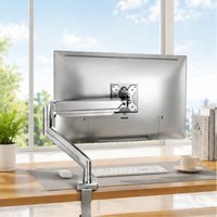2PCS Adjustable Single Monitor Mount Arm, Height Adjustable C-Clamp & Grommet Base, Stand for 13–35″ Screens, Home & Office Use