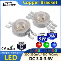 50 Pcs 3W 9W High Power LED Chip Lamp Bead RGB 4 or 6 pin 1W 3W Each Color Super Bright 3 in 1 Light Emitter Diode for DIY Lamp