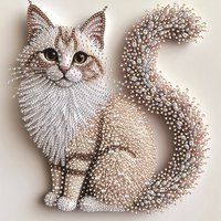 5D Diamond Painting Kit | Fluffy Kitten Theme, Handcrafted, 2D Flat Printing, Irregular Diamonds, Canvas Material, Acrylic Paint
