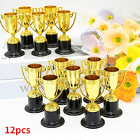 12pcs Elegant Golden Trophies Suitable for Party Awards, School Prizes,Golden/ Cups for Labor Day, Teacher's Day Gifts, Football
