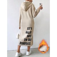 Plus size women's hooded sweatshirt dress plus size pattern split hooded sweatshirt dress