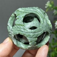 Natural Jade Ball in Three LayersHhollow Design Hand-Carved Mineral Stone Reiki Healing Energy Home Decoration Exquisite Gift