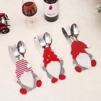 4pcs Gnome Christmas Cutlery Holder Knife Fork Pocket Bags Santa Claus New Year Party Dinner Decoration Xmas Tableware Cover