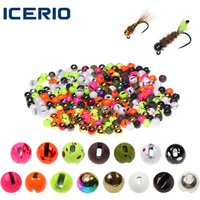ICERIO 20pcs 2.5mm~5.0mm Slotted Tungsten Beads Jig Nymphs Fast Sinking Wet Euro Nymphs Ice Fishing Lures Fly Tying Material