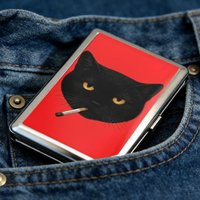 Multi-function Card Holder with Easy Snap Art Deco Illustration Versatile Metal Cigarette Case Vintage-Style Gift for Him & Her