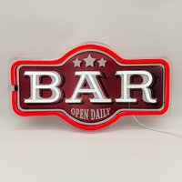 1 bar open LED neon sign retro retro retro wall decoration, suitable for men's holes, game rooms, arcade or home bars