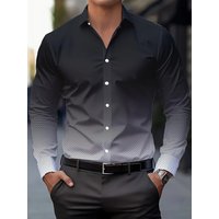 Men's Stylish Casual Long Sleeve Shirt Breathable Tops Gradient Casual Business Shirts Full Sleeve shirts Turn-Down Collar
