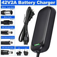 Chargeur 42V 2A, adaptateur d'alimentation pour batterie lithium 36V 10S pour skateboard électrique, vélo électrique, scooter, véhicule d'équilibre, batterie Li-ion avec 5 connecteurs DC XLR 8mm 3