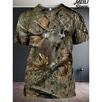 New Male T-Shirt Hunting Animal 3D Print Summer Camouflage Short Sleeve Funny Tops Casual Daily Outdoor Street Men's Clothing
