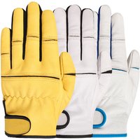 Leather Work Gloves Stretchable Wrist Tough Sheepskin Working Glove Resistant Knit Wrist Canvas Backing Safety Supplies