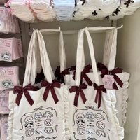 Cute Chiikawa Printed Canvas Tote Bag Large Capacity Single Shoulder Storage for Student Commute Casual Bag for Outdoor & School