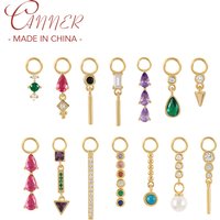 CANNER 925 en argent Sterling coloré Zircon Long gland pendentif à breloque boucle d'oreille pièces de rechange accessoires bijoux pour femmes boucles d'oreilles